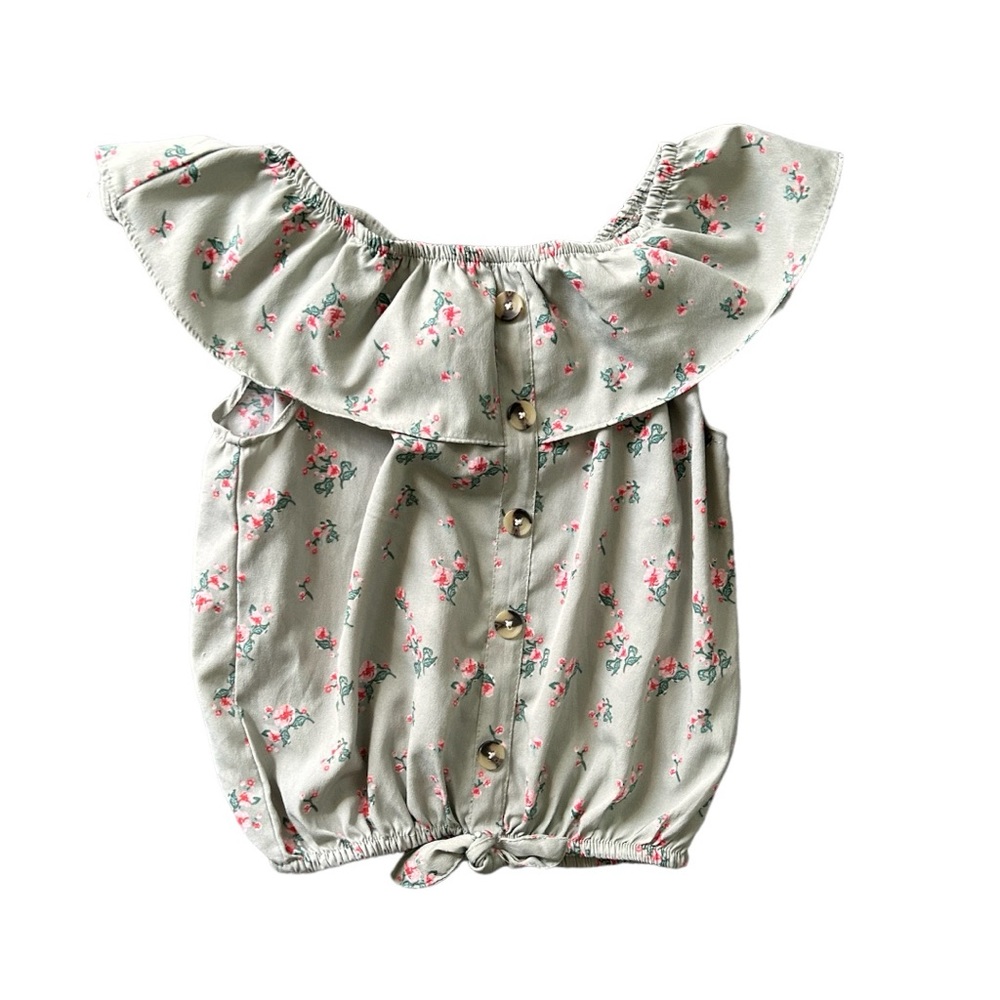 NEW Girls Pink Floral Crop Top Blouse